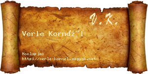Verle Kornél névjegykártya